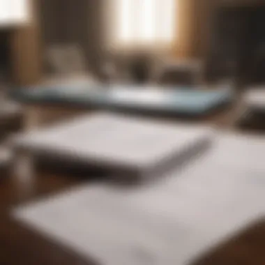 An assortment of legal paperwork and forms on a desk.