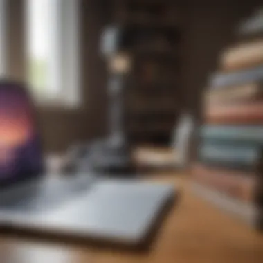 Books and a laptop symbolizing academic pursuits