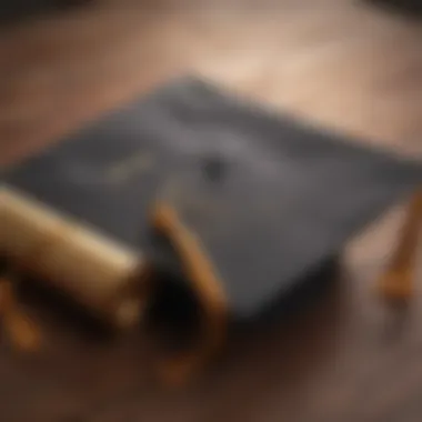 A graduation cap and diploma representing achievement