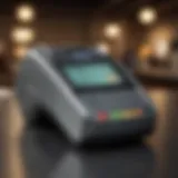 Sophisticated credit card machine displaying transaction data