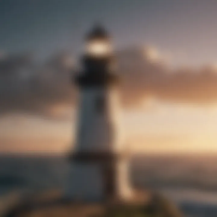 Illustration of a lighthouse representing guidance and vision in business.